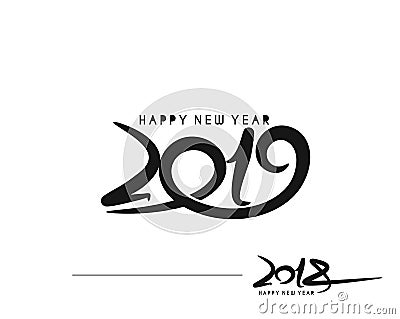 Happy new year 2019 - 2018 Text Design Vector Illustration