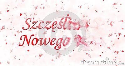 Happy New Year text in Polish Szczesliwego Nowego Roku turns t Stock Photo