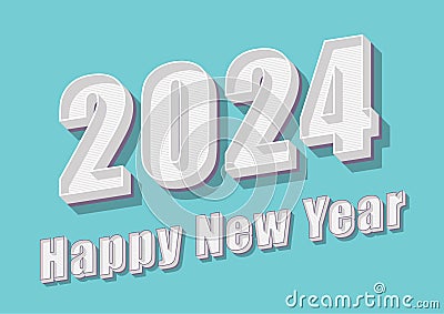 Happy new year text 2024 retro design Vector Illustration