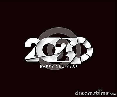 Happy New Year 2020 Text Typography Design Pattern Vector Illustration