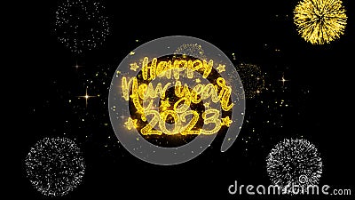 Happy New Year 2023 Text Wish Reveal On Glitter Golden Particles