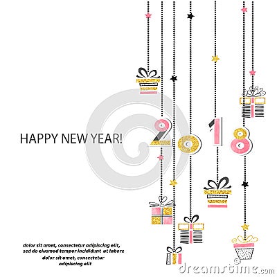 Happy New Year 2018 vector illustration Vector Illustration