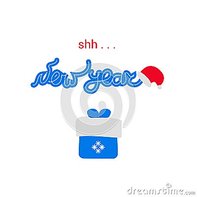 Happy New Year. Vector ltttering with cute elements. Vector Illustration