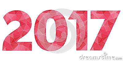 Happy New Year 2017 vector red and pink polygonal symbol isolate Vector Illustration