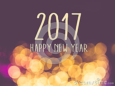 2017 happy new year on vintage blur festive bokeh light backgrou Stock Photo