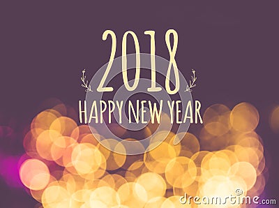 2018 happy new year on vintage blur festive bokeh light background,holiday greeting card Stock Photo