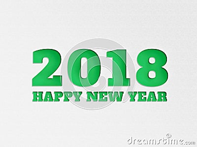 Happy New Year 2018 wallpaper banner background flower with paper cut out effect in green color. Stock Photo