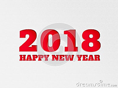 Happy New Year 2018 wallpaper banner background flower with paper cut out effect in red color. Stock Photo