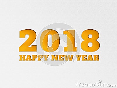 Happy New Year 2018 wallpaper banner background flower with paper cut out effect in yellow color. Stock Photo