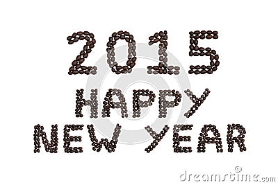 '2015 Happy New Year' written with coffee beans Stock Photo