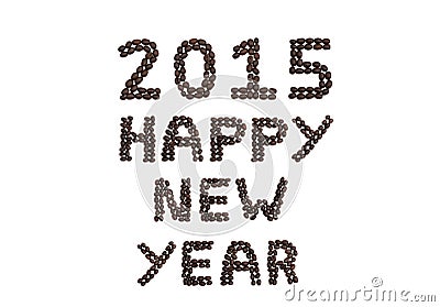 '2015 Happy New Year' written with coffee beans Stock Photo