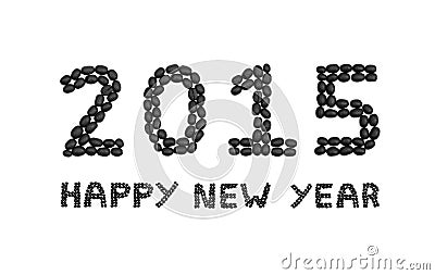 '2015 Happy New Year' written with coffee beans Stock Photo