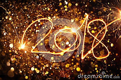 Happy new year 2018 written with Sparkle Stock Photo