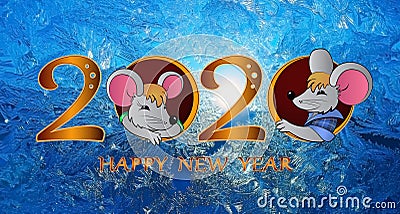 Happy New Year. 2020 is the year of the rat Cartoon Illustration