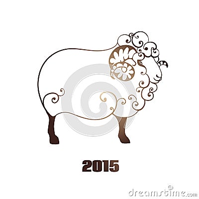 Happy new year 2015. Year of the Sheep. Vector Illustration