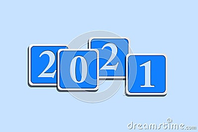 Happy New Year 2021. New year, new you, start, goals. Conceptual motivational message written with blue numbers on blue object.. Stock Photo