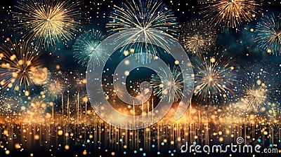 Happy new years holiday firework celebration Stock Photo