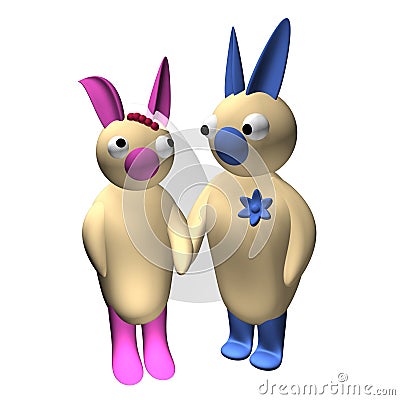Happy newly-married couple hares Stock Photo