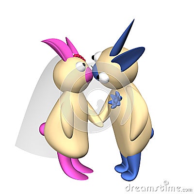 Happy newly-married couple hares kisses Stock Photo