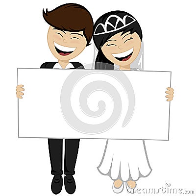 Happy newlyweds smiling Vector Illustration