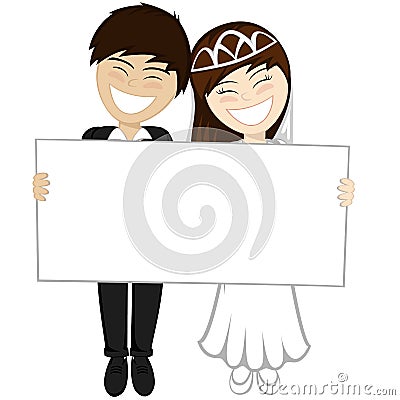 Happy newlyweds smiling Vector Illustration