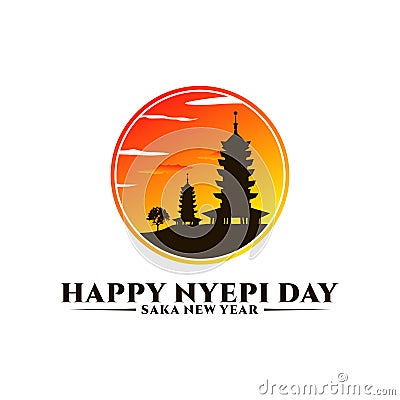 Happy Nyepi Day design Vector. background design Stock Photo