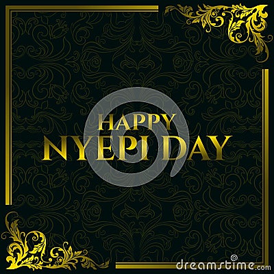 Happy Nyepi Day design Vector. background design Stock Photo