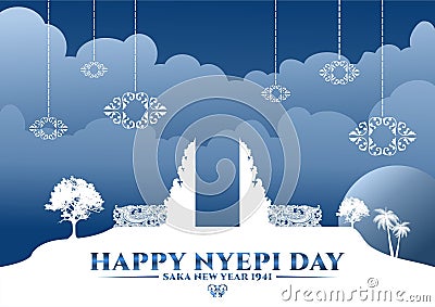 Happy nyepi day silhouette vector Stock Photo