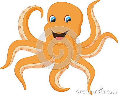 Happy octopus cartoon Vector Illustration