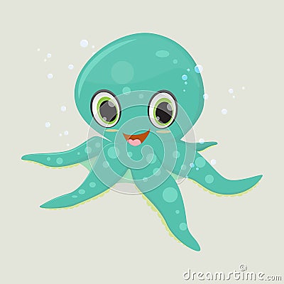 Happy Octopus cartoon Vector Illustration