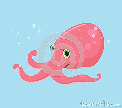 Happy Octopus cartoon Vector Illustration