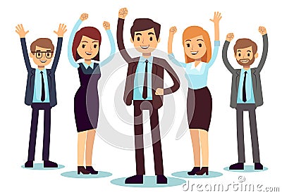 Happy office people. Successful business man and woman vector character Vector Illustration