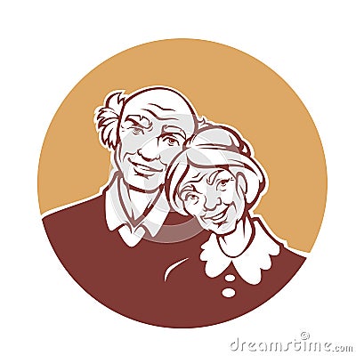 Happy old family Vector Illustration