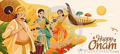 Happy Onam celebration banner Vector Illustration