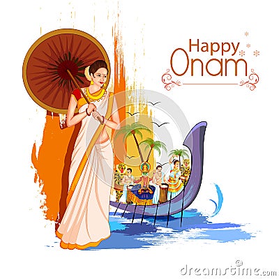 Happy Onam Festival Background Vector Illustration