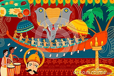 Happy Onam festival celebration background Vector Illustration