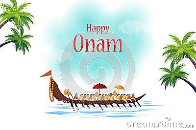 Happy Onam festival greetings to mark the annual Hindu festival of Kerala, India Stock Photo