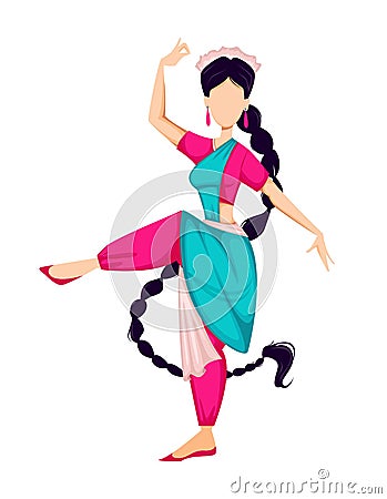 Happy Onam. Indian woman dancing Vector Illustration