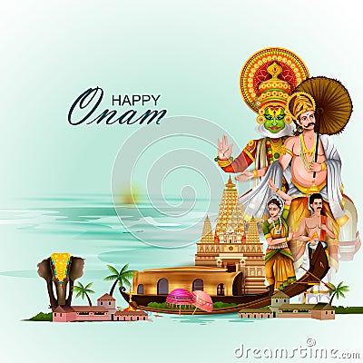 Happy Onam holiday for South India festival background Vector Illustration