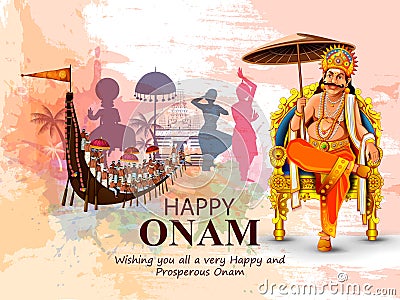 Happy Onam holiday for South India festival background Vector Illustration