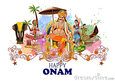 Happy Onam holiday for South India festival background Vector Illustration