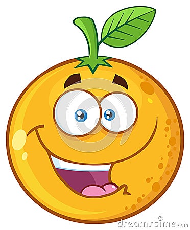 Happy Orange Fruit Cartoon Mascot Character Vector Illustration