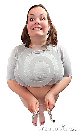Happy overweight woman. Stock Photo