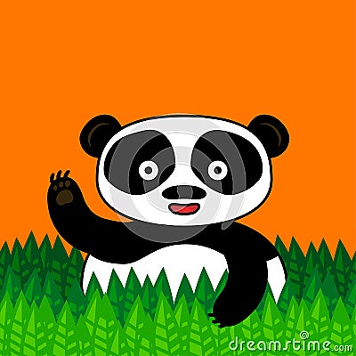 Happy panda smiling and waving Vector Illustration