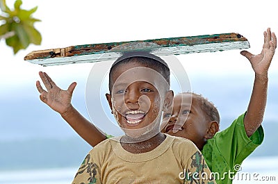 Happy Papua Kids 06 Editorial Stock Photo