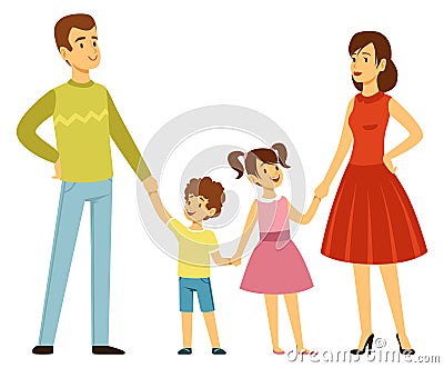 Happy parents and kids. Smiling pretty family portrait Stock Photo