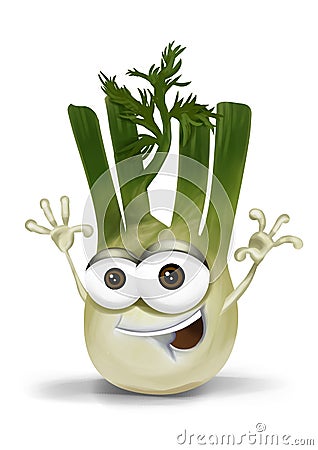 Happy fennel cartoon character laughing joyfully Cartoon Illustration