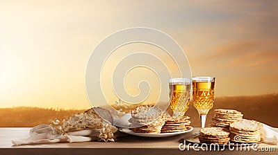 Happy Passover, celebration tradition banner copy space poster background, Jewish holiday commemorating the Exodus from Stock Photo