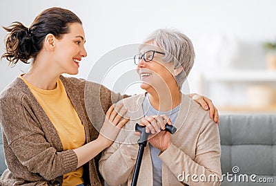 Happy patient and caregiver Stock Photo