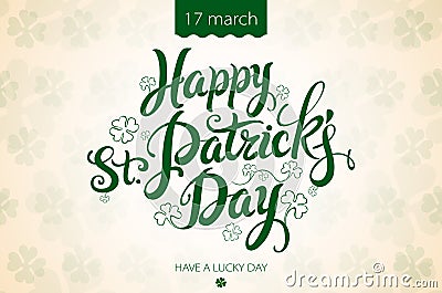 Happy patrick day vintage lettering background Vector Illustration